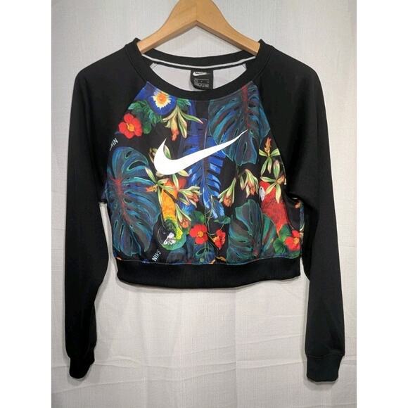 Nike sportswear Womens Hyper Femme Tropical Print Crewneck S Cropped AQ9722-010 - Picture 3 of 8